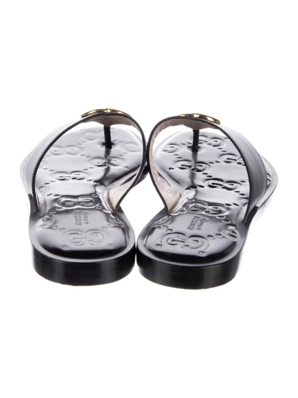 Gucci GG Marmont Interlocking G Sandals Black Gold Size 40 US 9.5/10 - Picture 6 of 10